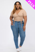 Load image into Gallery viewer, Plus Size Ribbed Ruched Drawstring Surplice Top (CAPELLA)