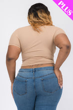 Load image into Gallery viewer, Plus Size Ribbed Ruched Drawstring Surplice Top (CAPELLA)