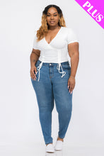 Load image into Gallery viewer, Plus Size Ribbed Ruched Drawstring Surplice Top (CAPELLA)