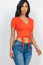 Load image into Gallery viewer, Ribbed Ruched Drawstring Surplice Top (CAPELLA)