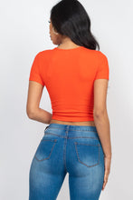 Load image into Gallery viewer, Ribbed Ruched Drawstring Surplice Top (CAPELLA)