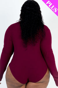 Plus Size Ribbed Turtle Neck Long Sleeve Bodysuit (CAPELLA)