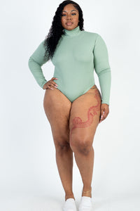 Plus Size Ribbed Turtle Neck Long Sleeve Bodysuit (CAPELLA)