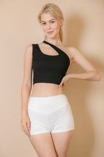 Load image into Gallery viewer, Ribbed One Shoulder Cross Strap Crop Top (CAPELLA)