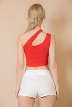 Load image into Gallery viewer, Ribbed One Shoulder Cross Strap Crop Top (CAPELLA)