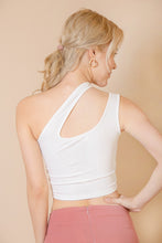 Load image into Gallery viewer, Ribbed One Shoulder Cross Strap Crop Top (CAPELLA)