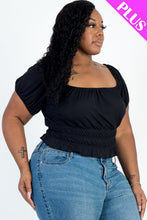 Load image into Gallery viewer, Plus Size Casual Ruched Puff Sleeve Ribbed Knit Solid Top (CAPELLA)