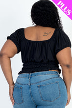 Load image into Gallery viewer, Plus Size Casual Ruched Puff Sleeve Ribbed Knit Solid Top (CAPELLA)