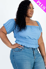 Load image into Gallery viewer, Plus Size Casual Ruched Puff Sleeve Ribbed Knit Solid Top (CAPELLA)