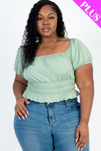 Load image into Gallery viewer, Plus Size Casual Ruched Puff Sleeve Ribbed Knit Solid Top (CAPELLA)