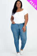 Load image into Gallery viewer, Plus Size Casual Ruched Puff Sleeve Ribbed Knit Solid Top (CAPELLA)