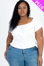 Load image into Gallery viewer, Plus Size Casual Ruched Puff Sleeve Ribbed Knit Solid Top (CAPELLA)