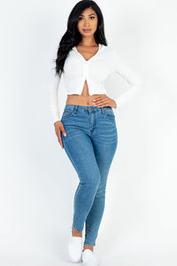 French Terry Crop Zip Up Hoodie (CAPELLA)