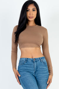 Crew Neck Long Sleeve Cropped Top (CAPELLA)