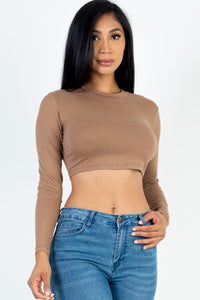 Crew Neck Long Sleeve Cropped Top (CAPELLA)