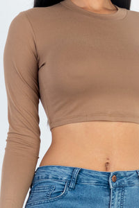 Crew Neck Long Sleeve Cropped Top (CAPELLA)