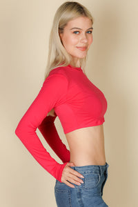 Crew Neck Long Sleeve Cropped Top (CAPELLA)