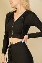 Load image into Gallery viewer, Ribbed Crop Zip Hoodie (CAPELLA)