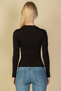 Ribbed Round Neck Long Sleeve Top (CAPELLA)