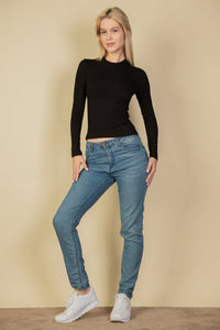 Ribbed Round Neck Long Sleeve Top (CAPELLA)