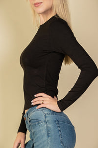 Ribbed Round Neck Long Sleeve Top (CAPELLA)