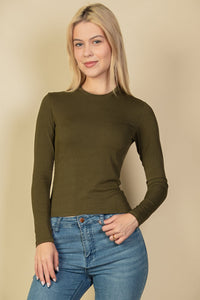 Ribbed Round Neck Long Sleeve Top (CAPELLA)