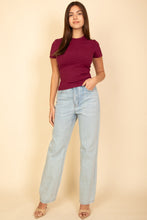 Load image into Gallery viewer, Ribbed Round Neck Short Sleeve Top (CAPELLA)