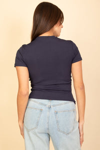 Ribbed Round Neck Short Sleeve Top (CAPELLA)