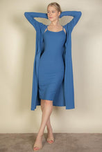 Load image into Gallery viewer, Ribbed Cardigan &amp; Cami Midi Bodycon Dress (CAPELLA)
