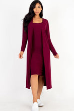 Load image into Gallery viewer, Ribbed Cardigan &amp; Cami Midi Bodycon Dress (CAPELLA)