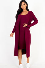 Load image into Gallery viewer, Ribbed Cardigan &amp; Cami Midi Bodycon Dress (CAPELLA)