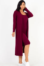 Load image into Gallery viewer, Ribbed Cardigan &amp; Cami Midi Bodycon Dress (CAPELLA)