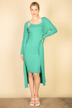 Load image into Gallery viewer, Ribbed Cardigan &amp; Cami Midi Bodycon Dress (CAPELLA)