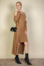 Load image into Gallery viewer, Ribbed Cardigan &amp; Cami Midi Bodycon Dress (CAPELLA)