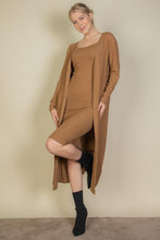 Load image into Gallery viewer, Ribbed Cardigan &amp; Cami Midi Bodycon Dress (CAPELLA)