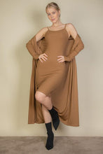 Load image into Gallery viewer, Ribbed Cardigan &amp; Cami Midi Bodycon Dress (CAPELLA)