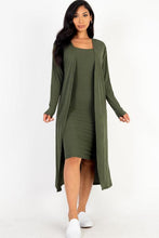 Load image into Gallery viewer, Ribbed Cardigan &amp; Cami Midi Bodycon Dress (CAPELLA)