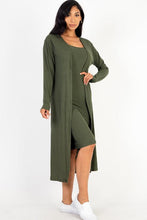 Load image into Gallery viewer, Ribbed Cardigan &amp; Cami Midi Bodycon Dress (CAPELLA)
