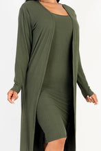 Load image into Gallery viewer, Ribbed Cardigan &amp; Cami Midi Bodycon Dress (CAPELLA)