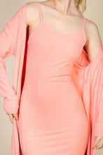 Load image into Gallery viewer, Ribbed Cardigan &amp; Cami Midi Bodycon Dress (CAPELLA)
