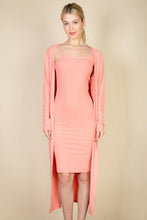 Load image into Gallery viewer, Ribbed Cardigan &amp; Cami Midi Bodycon Dress (CAPELLA)