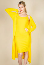 Load image into Gallery viewer, Ribbed Cardigan &amp; Cami Midi Bodycon Dress (CAPELLA)