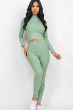 Load image into Gallery viewer, Ribbed Mock Neck Long Sleeve Top &amp; Leggings Set (capella)