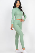 Load image into Gallery viewer, Ribbed Mock Neck Long Sleeve Top &amp; Leggings Set (capella)