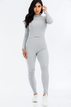 Load image into Gallery viewer, Ribbed Mock Neck Long Sleeve Top &amp; Leggings Set (capella)