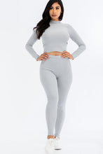 Load image into Gallery viewer, Ribbed Mock Neck Long Sleeve Top &amp; Leggings Set (capella)