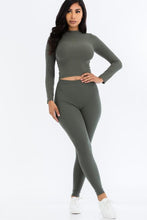 Load image into Gallery viewer, Ribbed Mock Neck Long Sleeve Top &amp; Leggings Set (capella)