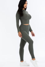 Load image into Gallery viewer, Ribbed Mock Neck Long Sleeve Top &amp; Leggings Set (capella)