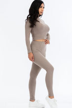 Load image into Gallery viewer, Ribbed Mock Neck Long Sleeve Top &amp; Leggings Set (capella)