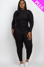 Load image into Gallery viewer, Plus Size Ribbed Mock Neck Long Sleeve Top &amp; Leggings Set (capella)